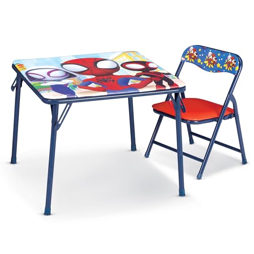 Spidey and His Amazing Friends Table & Chair Set for Toddlers 24-48M - 1 Table & 1 Chair, Sturdy Metal Construction, Table: 20"L x 20"W x 16.4"H, Chair: 12"L x 11.6"W x 17"H - Weight Limit: 70 lbs