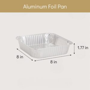 HOGOWARE 10-Pack 8x8 Foil Pans 40oz Square Aluminum Baking Pans Heavy Duty Disposable Oven Trays for Cake Roasting Casserole Brownies Bread Pie Large Food Containers Portable Cooking Tin Foil Pans