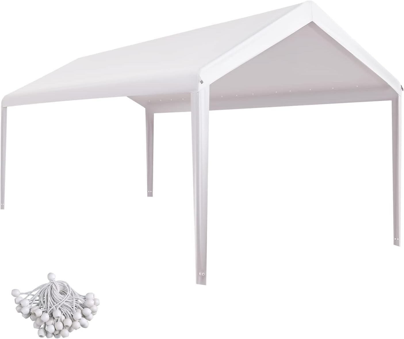 FORALEBEN Carport Replacement Canopy Cover for 10 x 20 Car Tent Top Garage Shelter Outdoor White (Only Top Cover, Frame Not Included)