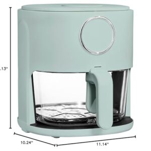 COOK WITH COLOR Colorful 1200W 4Qt Air Fryer: Glass Basket, Dishwasher Safe, 60min Timer, 6 Presets, Temp Control 175F-400F, 4 QT, Sage