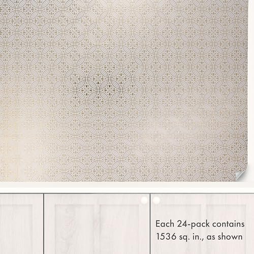 24-Pack of 8 x 8" Paper Wall Tiles Peel and Stick Kitchen Backsplash. Renter Friendly Paper Backsplash in Metallic Gold Pastel Painted Design. Self Stick Paper Wall Tiles for Your Home