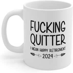 dokazu funny quitter retirement gifts for men, women retirement party decorations gag retired mugs gift ideas for coworker leaving, farell gifts, good bye gifts for coworker ceramic mug 11oz