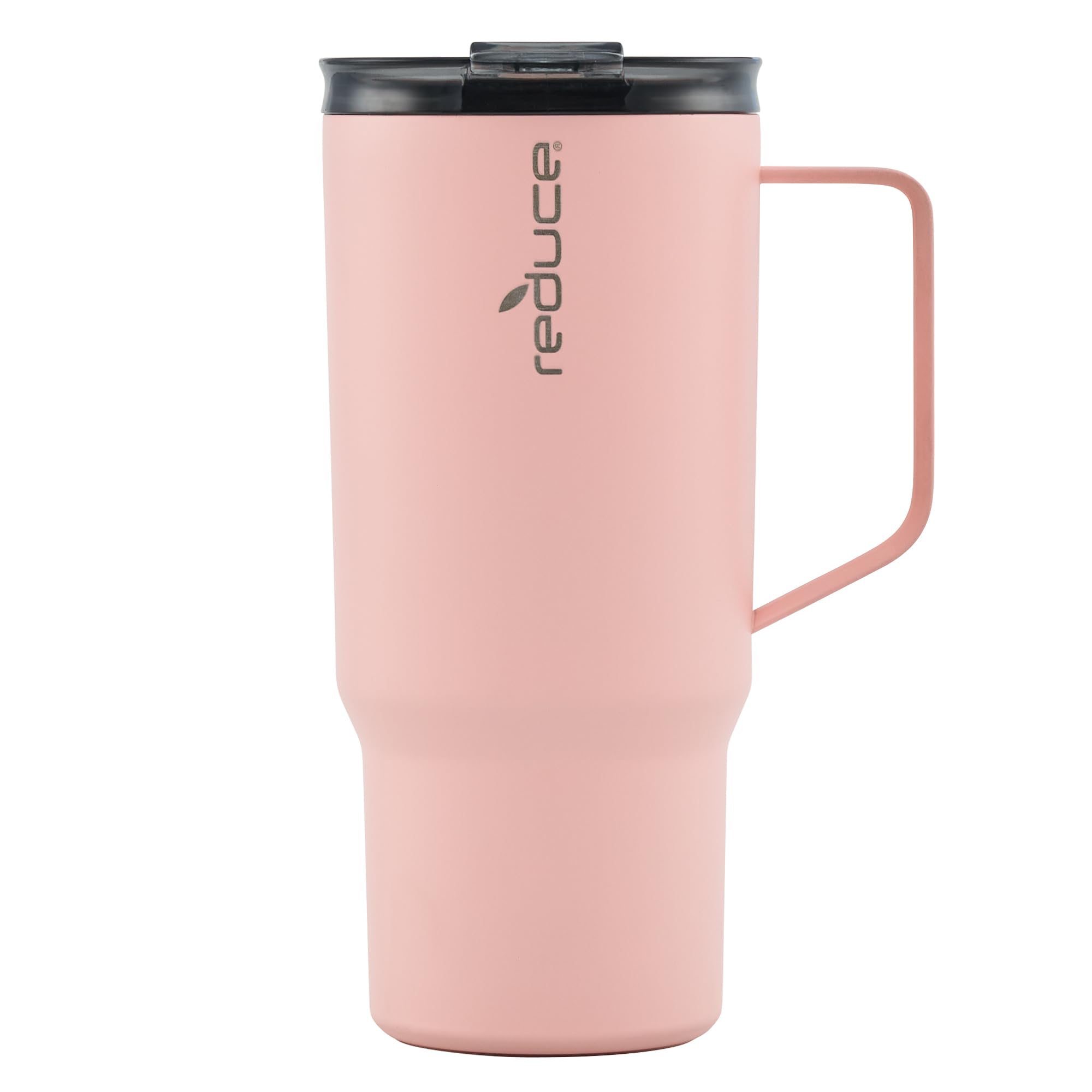 REDUCE 24 oz Hot1 Vacuum Insulated Mug for Hot Tea, Coffee and Other Hot Drinks - With Flo-Motion Lid and Handle, Single-Serve and Cupholder Friendly, Keeps Drinks Hot for up to 8 Hrs, Pink Salt