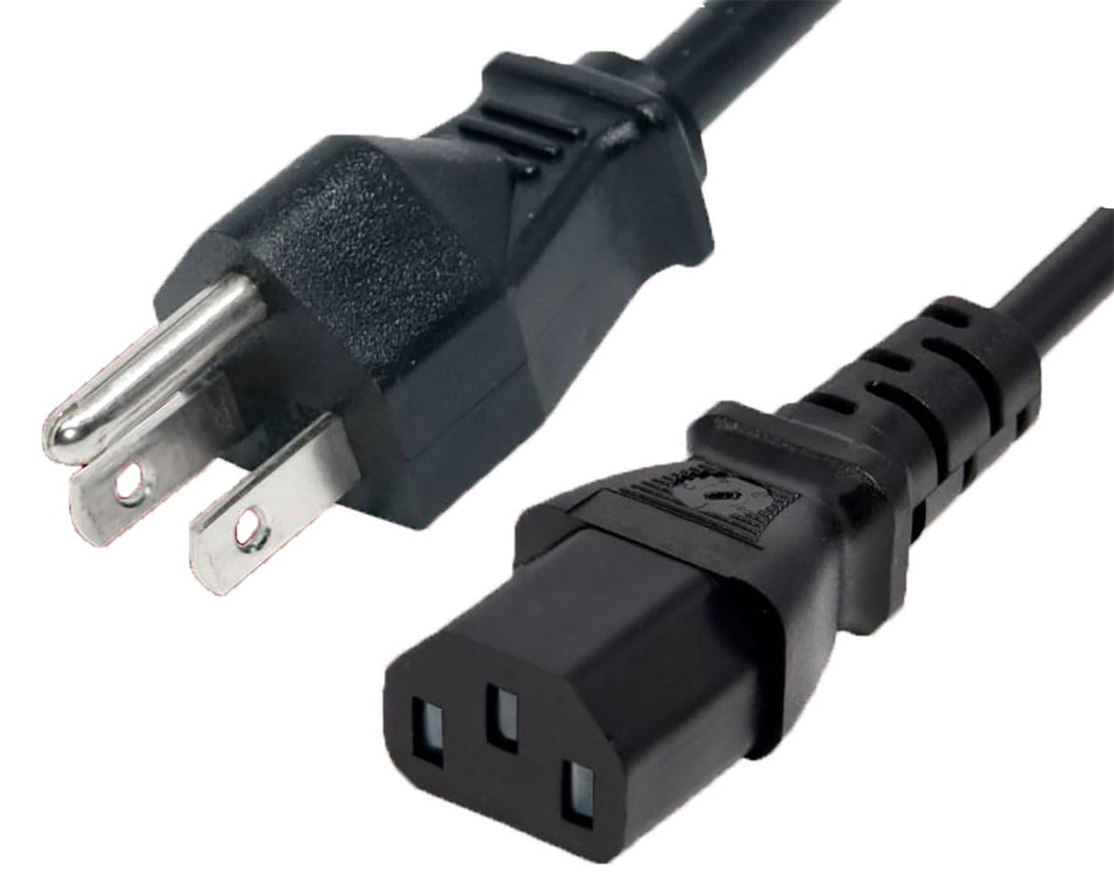 Jameco ValuePro 3-Conductor AC Power Cord 14 AWG NEMA 5-15P to C13 SJT Jacket 6 Feet Black