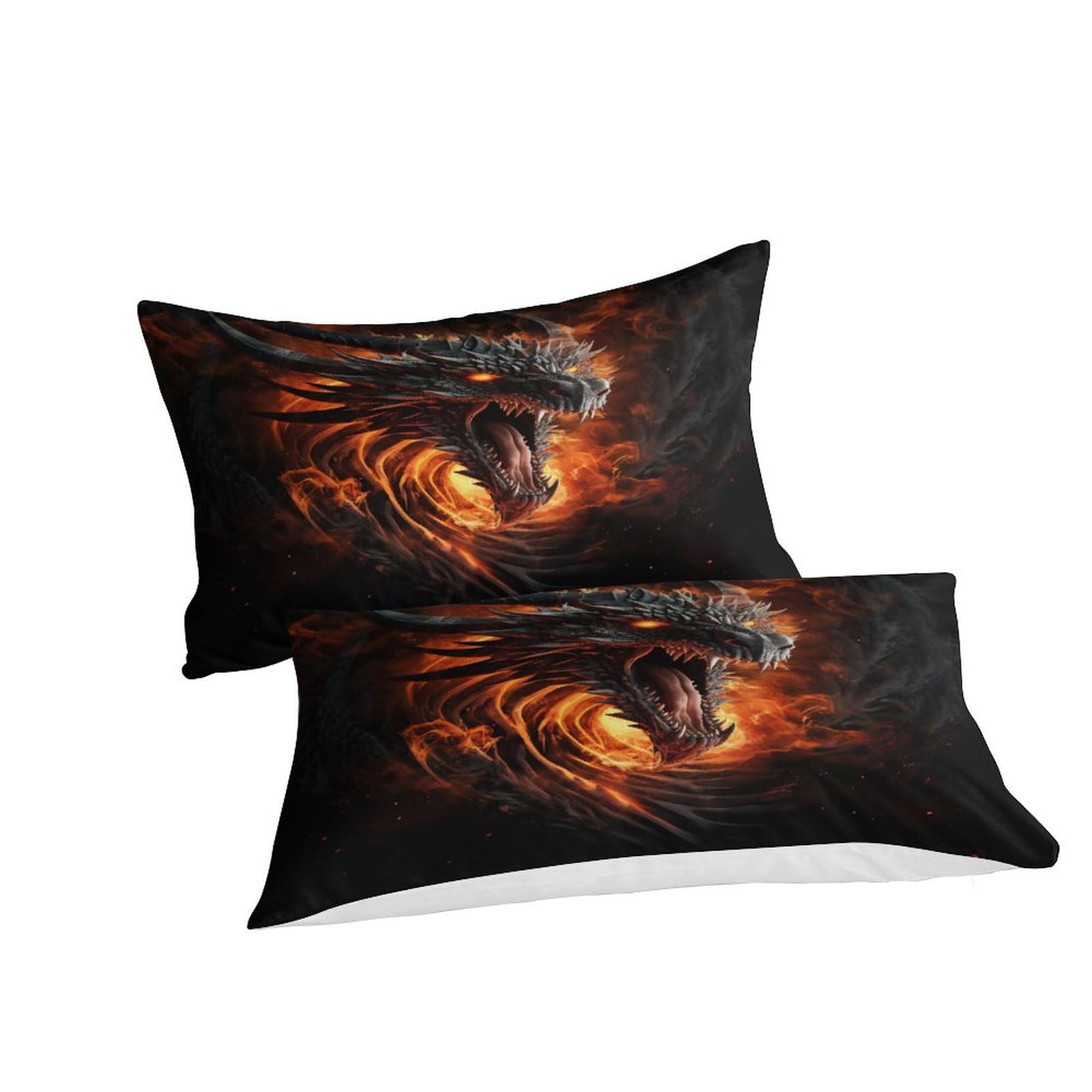 Flame Dragon for Teens And Adults Quilt Cover 3D Print Mythical Creature Comforter Covers Duvet Cover with Pillow Cases Bedding Set Soft Microfiber with Zipper Closure 3 Pieces Queen（228x228cm）