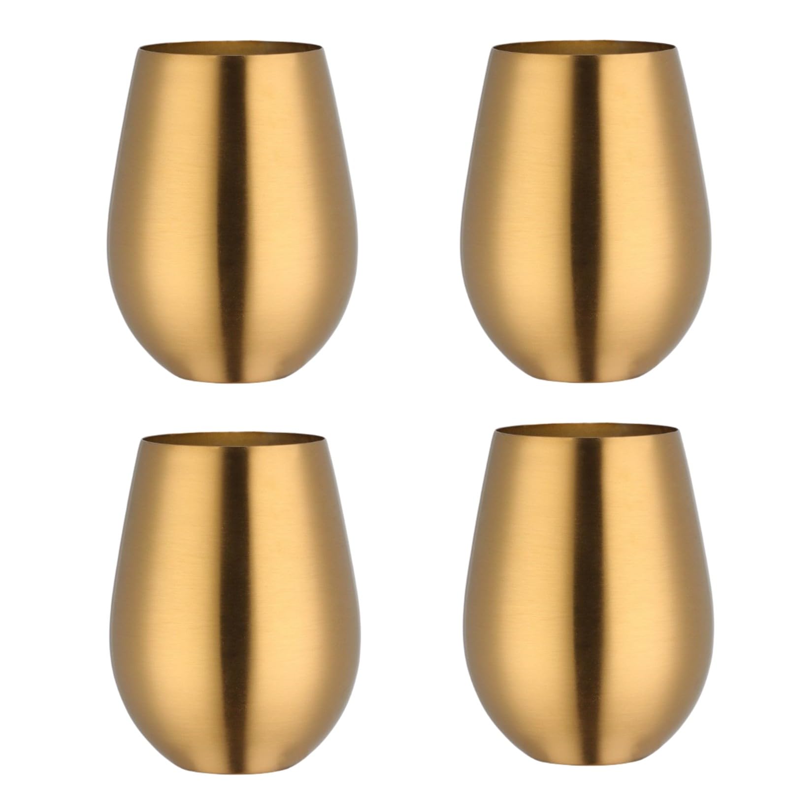 Keiwhsly Stemless 17 OZ Tumbler Wine Glasses Set of 4, 304 Stainless Steel Cups for Home Restaurants Bars Outdoor, Gift Essentials and Dishwasher safe(Gold)