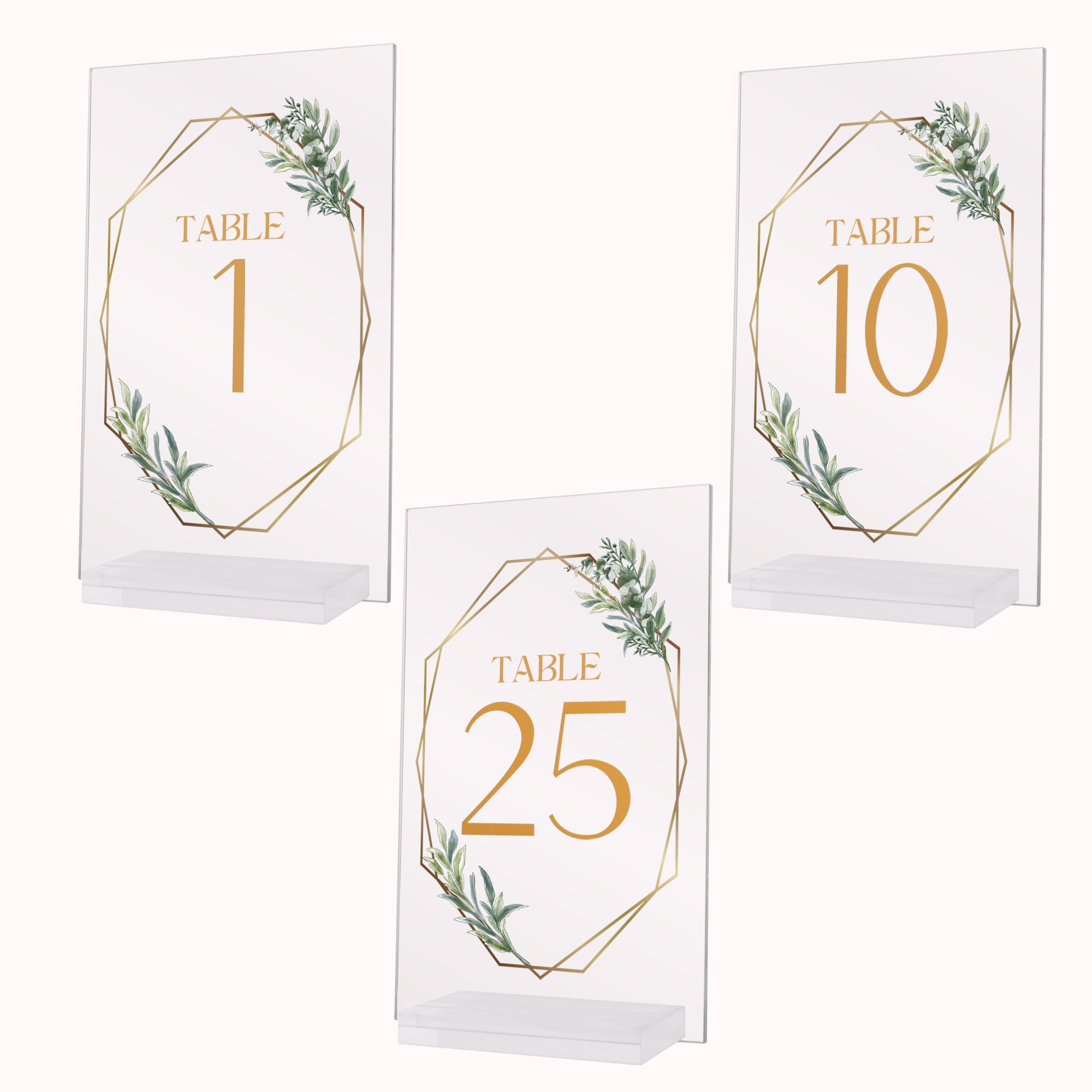 1 Set 1-25 of Elegant Clear Table Numbers, Wedding Table Numbers with A Gift Of 25 Advice and Wishes Cards for the New Mr and Mrs, Wedding Signs, Acrylic Table Numbers for Wedding, Geometric Design