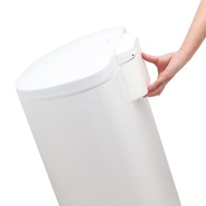 QUALIAZERO 50L/13Gal Heavy Duty Hands-Free Stainless Steel Commercial/Kitchen Step Trash Can, Fingerprint-Resistant Soft Close Lid Trashcan, 13Gal, D Shape, Matte White