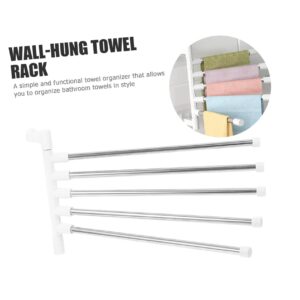 Artibetter 1 Set Rotating Towel Hanger Rotatory Towel Mount Towel Holder Wall Mounted Towel Rack Kitchen Towel Hanging Rack Swivel Towel Metal to Rotate Storage Rack White Stainless Steel