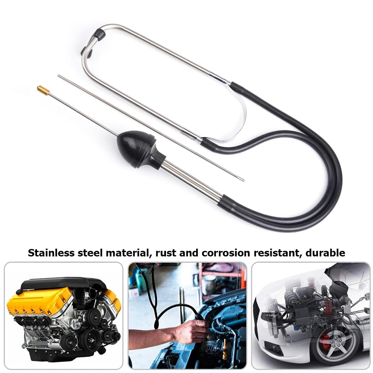 Osilly 2PCS Car Mechanic Stethoscope Engine Stethoscope, Stainless Steel Automotive Mechanics Cylinder Stethoscope, Vehicle Diagnostic Hearing Tool, Universal for SUV Truck RV Motorcycle