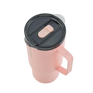 REDUCE 24 oz Hot1 Vacuum Insulated Mug for Hot Tea, Coffee and Other Hot Drinks - With Flo-Motion Lid and Handle, Single-Serve and Cupholder Friendly, Keeps Drinks Hot for up to 8 Hrs, Pink Salt