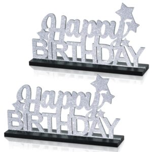 toniful glitter silver letter happy birthday sign centerpieces for table birthday party supplies birthday favor decoration for 30th 40th 50th 60th 70th 80th 90th 100th birthday table decoration