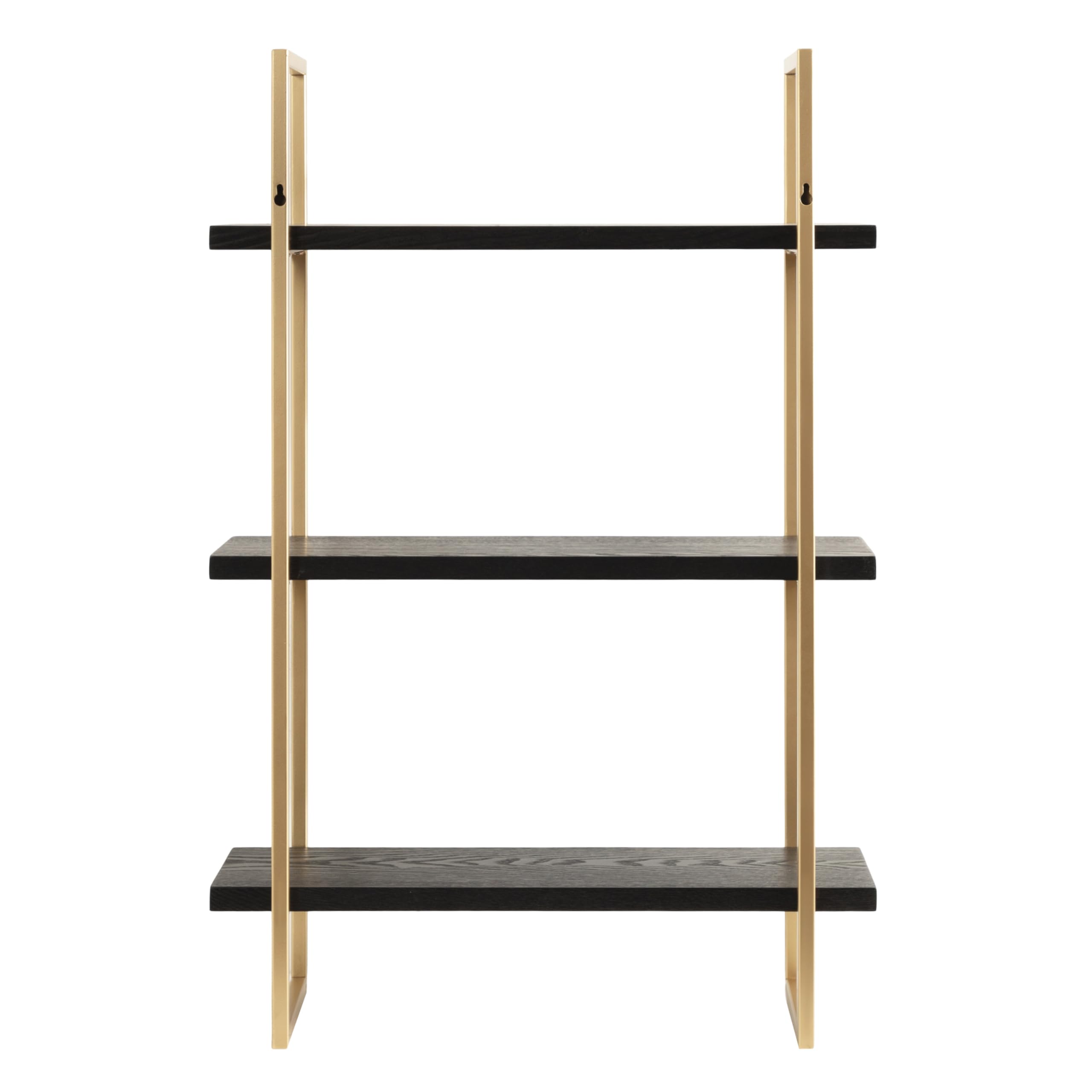 Kate and Laurel Leigh Modern 3 Tier Wall Shelf, 20 x 7 x 30, Black and Gold, Decorative Contemporary Glam Multi-Tiered Shelf Wall Organizer for Storage and Display