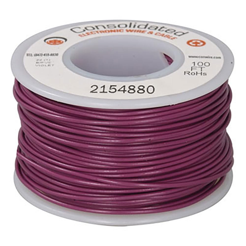 Jameco ValuePro Wire Hook-up Solid 22 AWG Violet 100 Feet