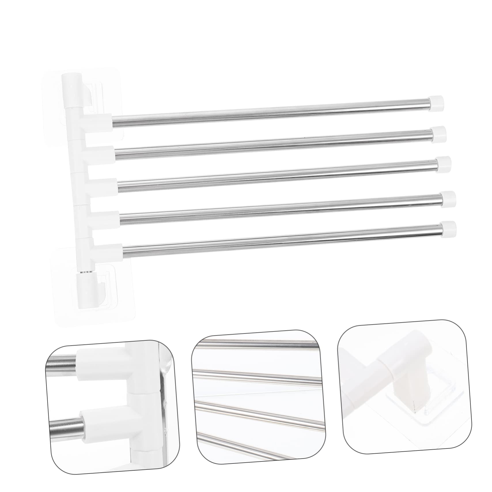 Artibetter 1 Set Rotating Towel Hanger Rotatory Towel Mount Towel Holder Wall Mounted Towel Rack Kitchen Towel Hanging Rack Swivel Towel Metal to Rotate Storage Rack White Stainless Steel