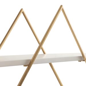 Kate and Laurel Daxton Modern Wood and Metal Diamond Wall Shelf, 31 x 8 x 31, White and Gold, Glam Geometric Wall Organization for Bathroom Storage or Living Room Display