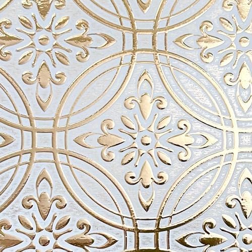 24-Pack of 8 x 8" Paper Wall Tiles Peel and Stick Kitchen Backsplash. Renter Friendly Paper Backsplash in Metallic Gold Pastel Painted Design. Self Stick Paper Wall Tiles for Your Home