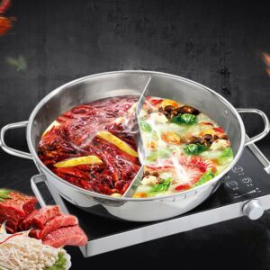 Cabilock 34CM Stainless Steel Hot Pot Induction Cooker Hotpot Pot Hot Pot with Divider Double Handle Hotpot Pot for Induction Cooktop Gas Stove Dual Sided Soup Cookware, SCX2EU4615P26Q9U6G