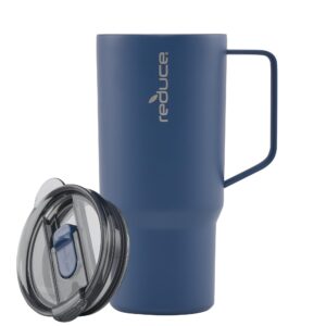 REDUCE 24 oz Hot1 Vacuum Insulated Mug for Hot Tea, Coffee and Other Hot Drinks - With Flo-Motion Lid and Handle, Single-Serve and Cupholder Friendly, Keeps Drinks Hot for up to 8 Hrs, Mineral Blue