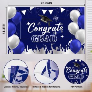 Graduation Decorations Class of 2024, Navy Blue Graduation Party Decorations 2024 Congrats Grad Banner Backdrop, Tablecloth, Star Foil Balloons Arch, 2024 Grad Decor for College High School Nurse