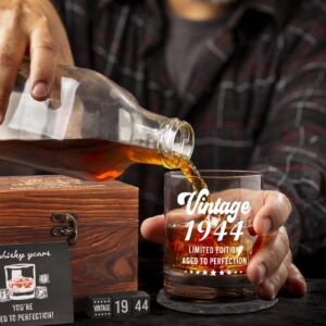 LEJIAJINW 80th Birthday Gifts for Men - 80th Whiskey Birthday Decorations Men - 80 Year Old Gifts for Men - 80th Bday Gifts Ideas for Men Dad Husband Friends - Whiskey Glasses Set Gifts for Men