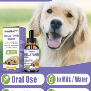 Melatonin for Dogs | 60ML Natural Calming for Dogs Anxiety & Stress with Melatonin, Valerian, Ashwagandha & L-Theanine | Liquid Melatonin for Dogs Helps with Sleep, Thunder, Fireworks | 2 oz, Bacon