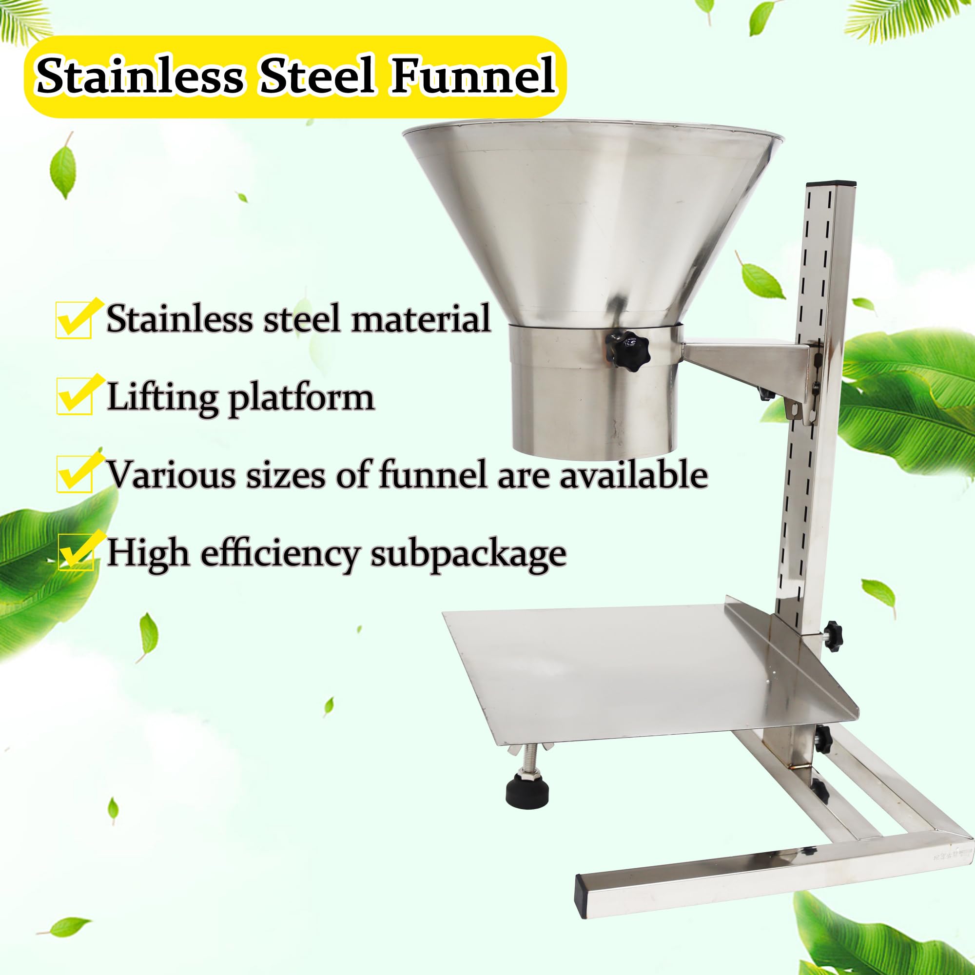 HQHAOTWU Stainless Steel Funnels ​with Support Stand Dispensing Funnel Stainless Steel Feeding Hopper for Powder Paste Liquid and Granule 5.5 in