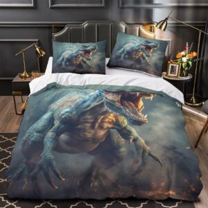 EVMILA Dinosaur Comforter Covers Duvet Cover Quilt Cover 3D Print Beasts for Teens and Adults with Pillow Cases with Zipper Closure Soft Microfiber Bedding Set 3 Pieces Full（203x228cm）, Style-10