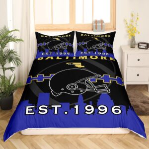 Erosebridal Queen Sports Duvet Cover,American Football Bedding Set,Boys Football American Football Lovers Comforter Cover,Sports Themed Bed Sets with 2 Pillowcases Bedroom Decor(Baltimore)