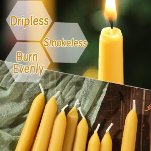 6 Packs Natural Beeswax Taper Candles- 10 inch Beeswax Candles, Smokeless and Dripless Beeswax Candles- 10 Hour Burn Time Beeswax Candlesticks- for Christmas Home Decor Air Purification Spa Relaxation