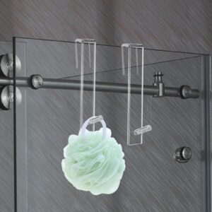 Shower Hook, Acrylic Shower Towel Hook Over Door Hooks for Bathroom Shower Door Hook for Frameless Glass Shower Door No Drilling Required Shower Accessories for Hanging Bath Towels,Clothes