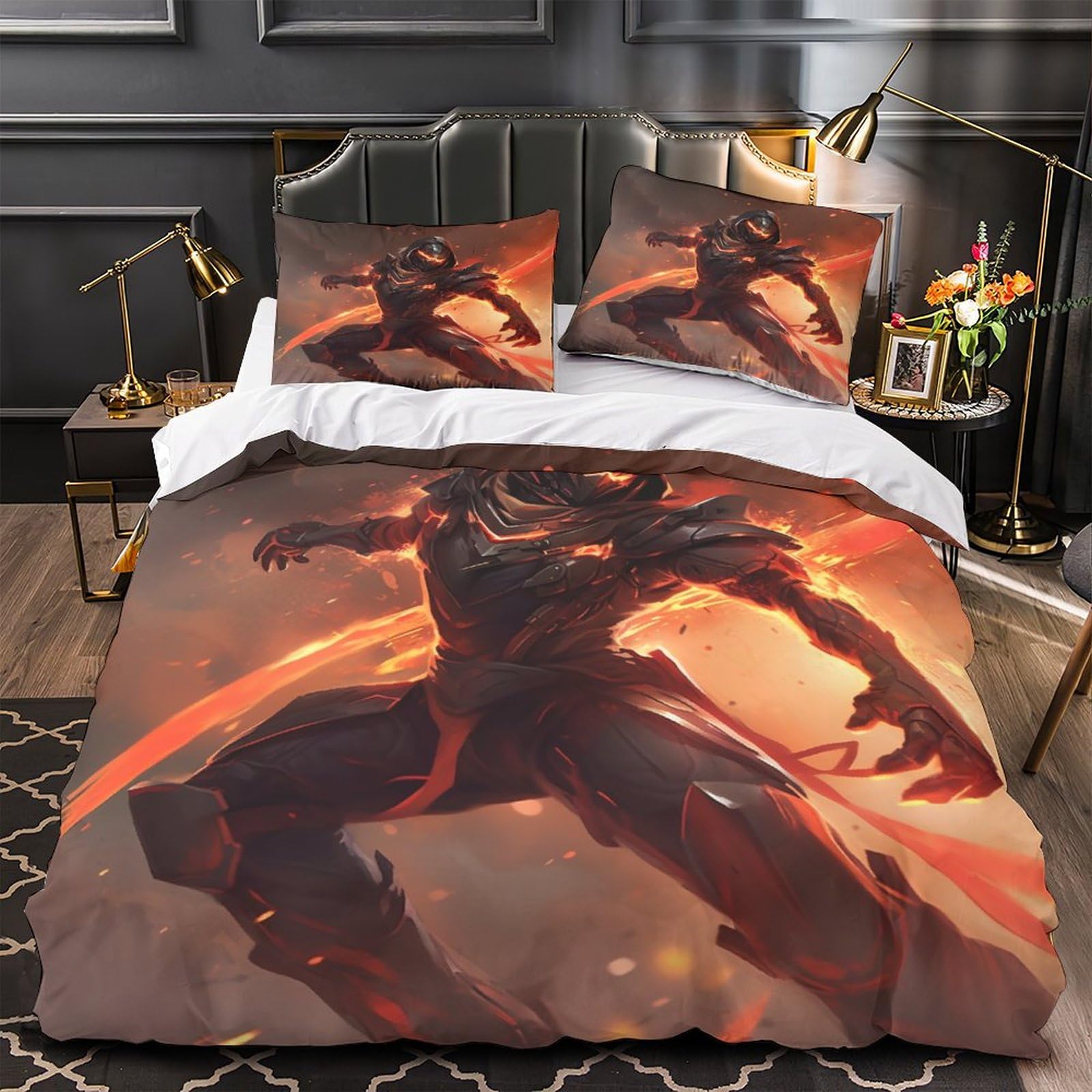 EVMILA Flame Ninjas Comforter Covers Quilt Cover 3D Print Dazzle Duvet Cover for Boys Girls with Pillow Cases with Zipper Closure Soft Microfiber Bedding Set 3 Pieces Twin（173x218cm）