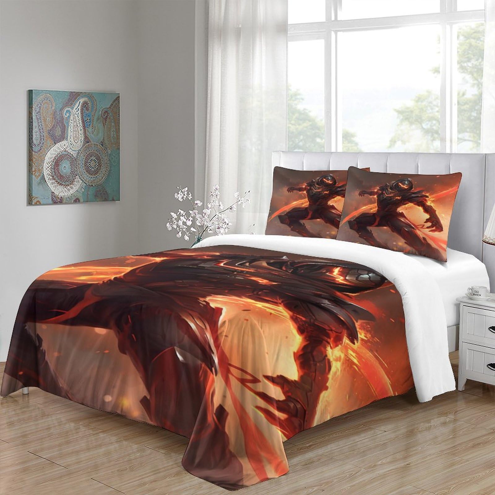 EVMILA Flame Ninjas Comforter Covers Quilt Cover 3D Print Dazzle Duvet Cover for Boys Girls with Pillow Cases with Zipper Closure Soft Microfiber Bedding Set 3 Pieces Twin（173x218cm）