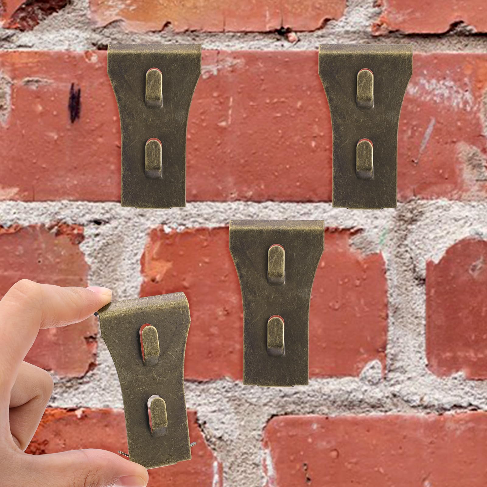 12Pcs Brick Clips or Brick Hangers for Hanging Outdoors, Brick Wall Clips Fits 2-1/4 to 2-2/5 Inch for Hanging Wreaths Lights Garlands Pictures, Brick Wall Hook Clips No Drill