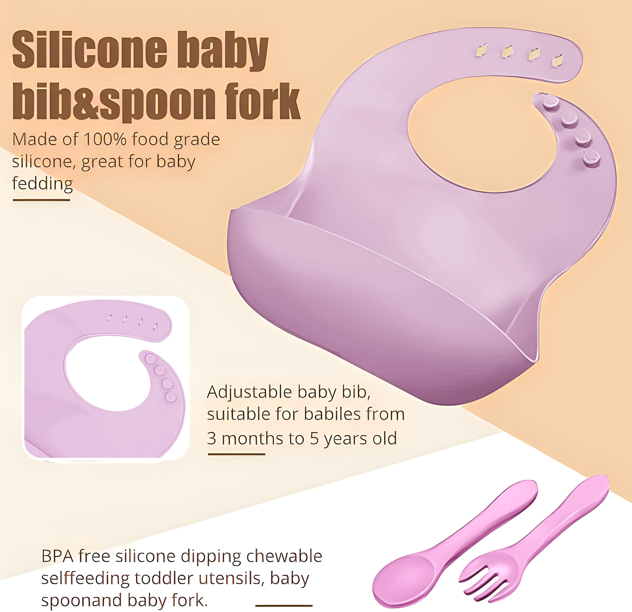 MIICASA Silicone Baby Feeding Set, Baby Led Weaning Supplies Kit With Suction Bowl & Car Plate, Bib, Spoon, Fork, Cup - Food-Grade Silicone, Dishwasher-Safe, No BPAs - For 3+ Months