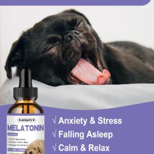 Melatonin for Dogs | 60ML Natural Calming for Dogs Anxiety & Stress with Melatonin, Valerian, Ashwagandha & L-Theanine | Liquid Melatonin for Dogs Helps with Sleep, Thunder, Fireworks | 2 oz, Bacon