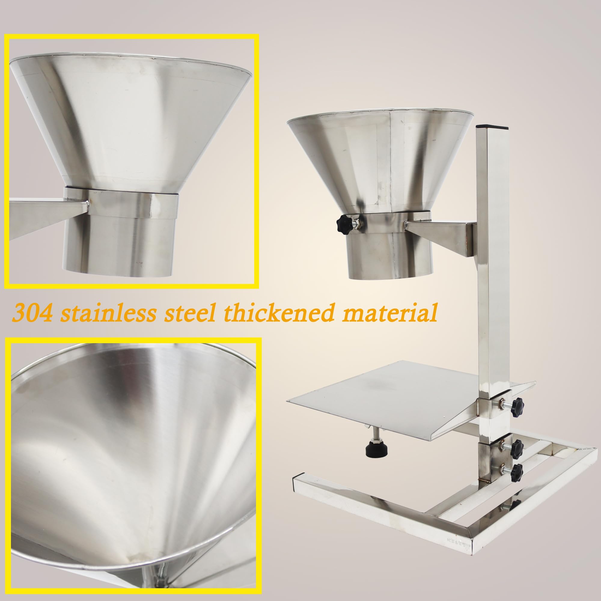 HQHAOTWU Stainless Steel Funnels ​with Support Stand Dispensing Funnel Stainless Steel Feeding Hopper for Powder Paste Liquid and Granule 5.5 in