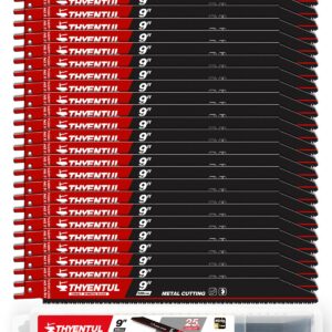 25 Pack,9 inch,14/18 TPI,Reciprocating Saw Blade Set,M42 Teeth with Cobalt Bi-Metal Blades, for Automatic Dismantling Sawzall Blades for 1/16-5/16 Medium Metals