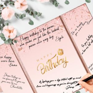 Crenics Rose Gold Happy Birthday Decorations, Creative Birthday Guest Sign in Book Alternative, Birthday Signature Book 18" x 12", Great Birthday Gifts for Women or Girls