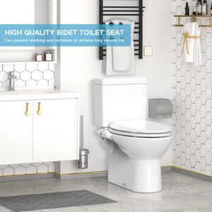 Bidet Toilet Seat, Manual Non-Electric Bidets for Existing Toilets, Elongated Toilet Seat with Self-Cleaning Nozzles, Fits Elongated Toilets, Slow Close Toilet Seat, Quick-Release, Easy Installation