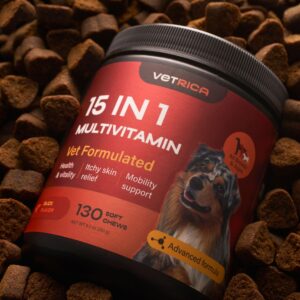 Dog Vitamins 15 in 1 - Dog Multivitamin Chews - Joint Supplement for Dogs - Dog Vitamins & Supplements for Hip & Joint, Immune System, Coat & Mobility - Itchy Skin Relief - Glucosamine Chondroitin