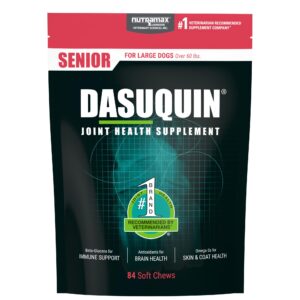 nutramax dasuquin joint health supplement for large senior dogs – for immune support, skin & coat health, and brain health, 84 soft chews