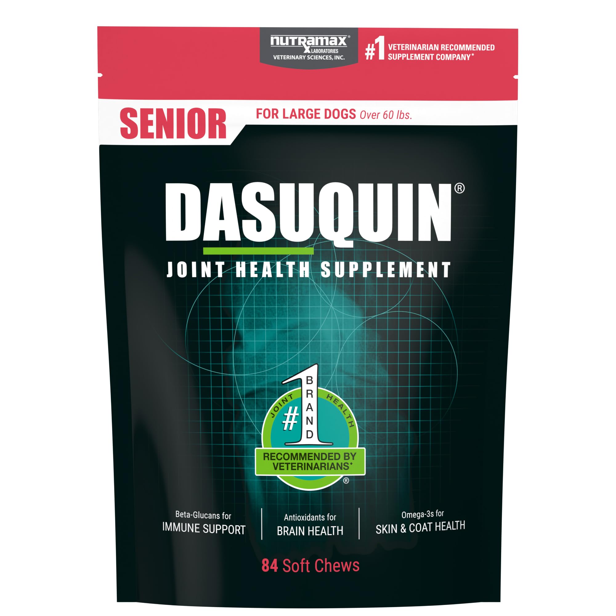 Nutramax Dasuquin Joint Health Supplement for Large Senior Dogs – for Immune Support, Skin & Coat Health, and Brain Health, 84 Soft Chews