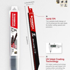 25 Pack,9 inch,14/18 TPI,Reciprocating Saw Blade Set,M42 Teeth with Cobalt Bi-Metal Blades, for Automatic Dismantling Sawzall Blades for 1/16-5/16 Medium Metals