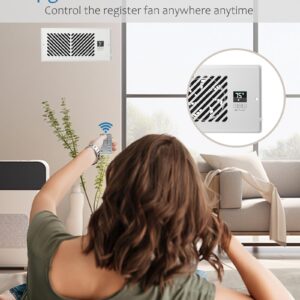 Abida 4" x 10" Register Booster Fan with Thermostat Control, Quiet Smart Register Vent with 10 Gear Wind Speed, Aluminum Frame Heating Cooling AC Vent (White, With Remote)