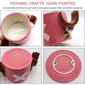 KOSMO MASA Anime Merch Chopper Coffee Mugs Pink Hat Ceramic Tea Milk Cup Office Collection Gifts for Adults Christmas Birthday, Chopper