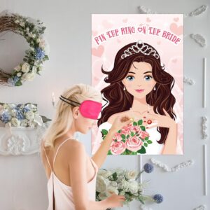 Hooqict Bridal Shower Games Pin The Ring on The Bride for Engagement Wedding Bachelorette Party Decorations, Large Game Poster with 42 Stickers for Bachelorette Party Games Girls Night Party Games