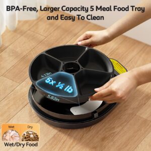 UBPET F10 Automatic Cat Feeder Wet Food, 5 Meal Pet Digital Dispenser with Long-Lasting Cooling, 3 Cooling Modes Setting, for Cat and Dog