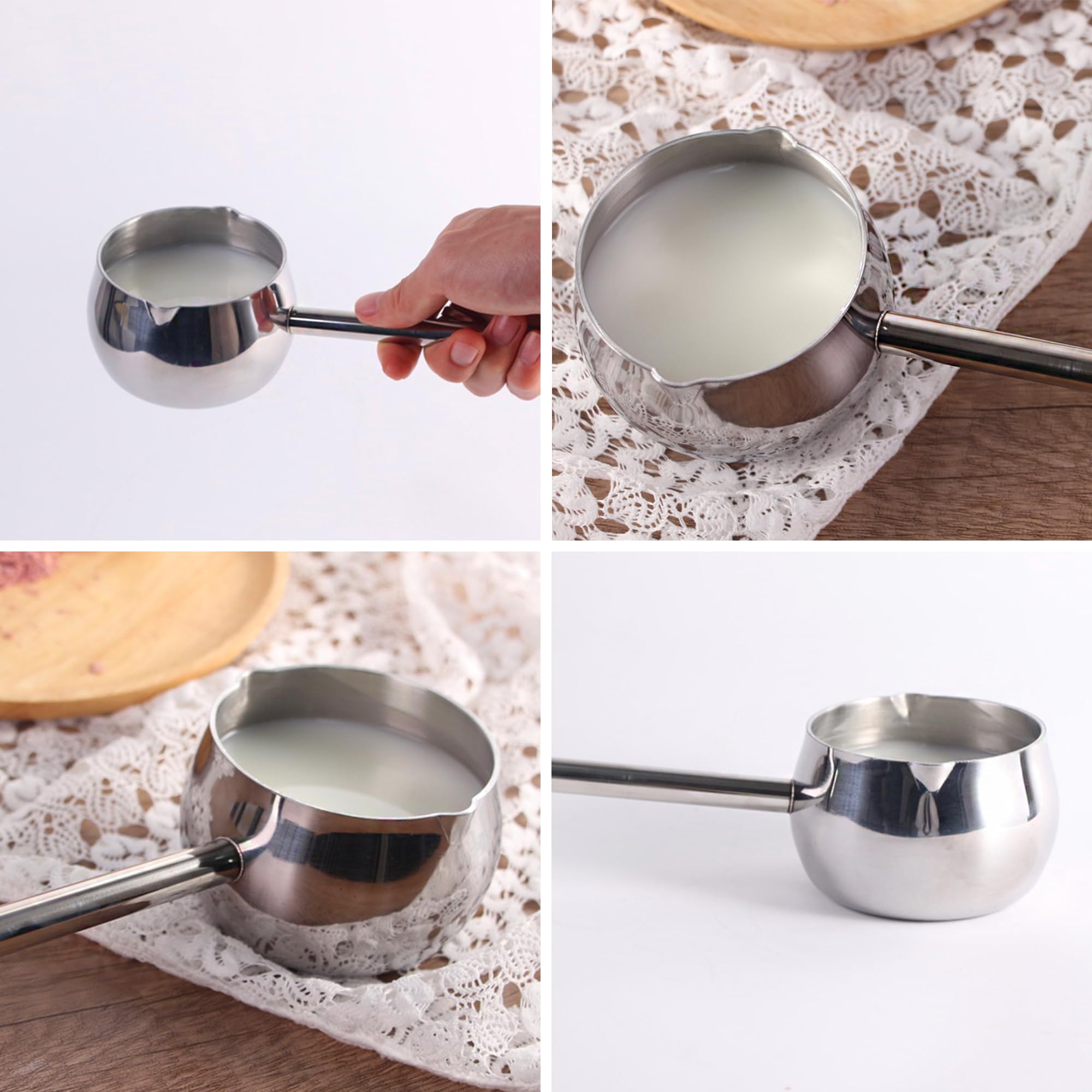 IMEEA Mini Butter Warmer with Long Handle Induction Milk Warmer Pot Small Saucepan SUS304 Tri-Ply Stainless Steel (10oz/300ml)