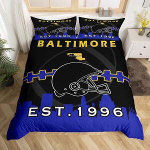 erosebridal queen sports duvet cover,american football bedding set,boys football american football lovers comforter cover,sports themed bed sets with 2 pillowcases bedroom decor(baltimore)